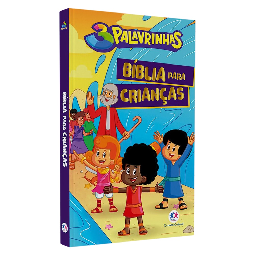 Livro 3 Palavrinhas Bíblia Para Crianças, capa colorida com personagens bíblicos animados. — Plenitude