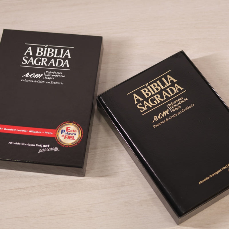 Bíblia Sagrada RCM | ACF | Letra Gigante | Capa Recouro Alligator Preta