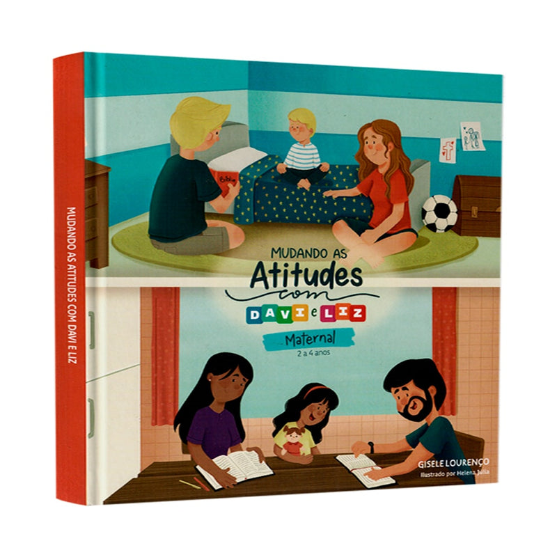 Livro infantil Mudando As Atitudes Com Davi E Liz, capa com ilustrações de crianças em ambientes domésticos. — Plenitude
