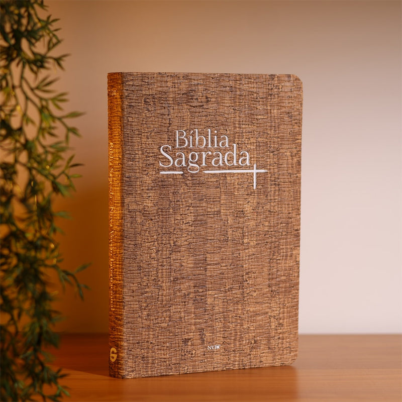 Bíblia Sagrada | NVI | Letra Normal | Capa Luxo Madeira Escura