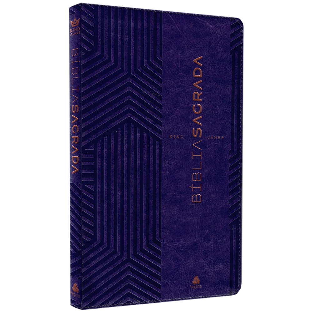 Bíblia Sagrada King James Clássica, capa slim lilás com textura geométrica e letras douradas. — Plenitude