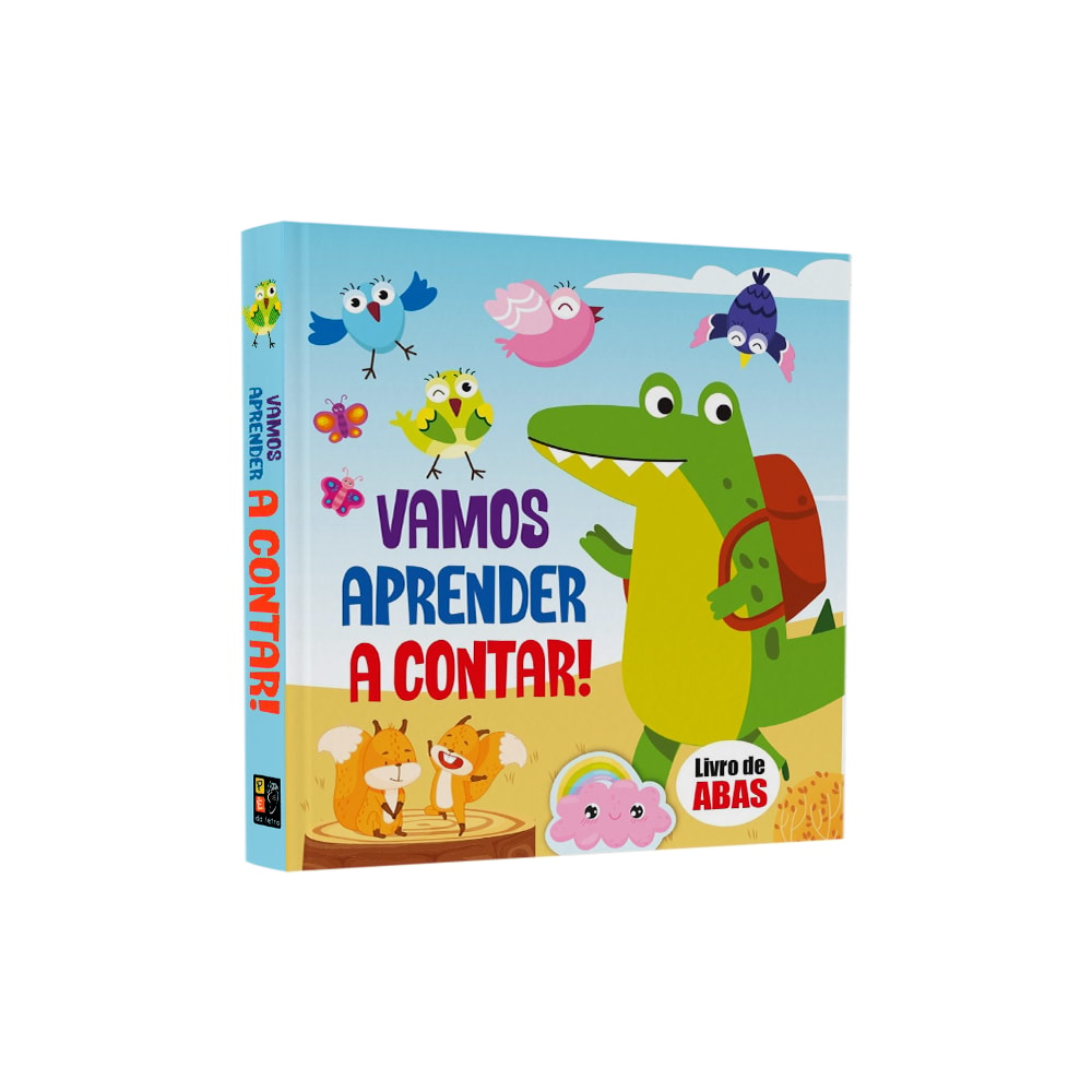Livro de abas "Vamos Aprender A Contar!", capa azul com jacaré e pássaros. — Plenitude