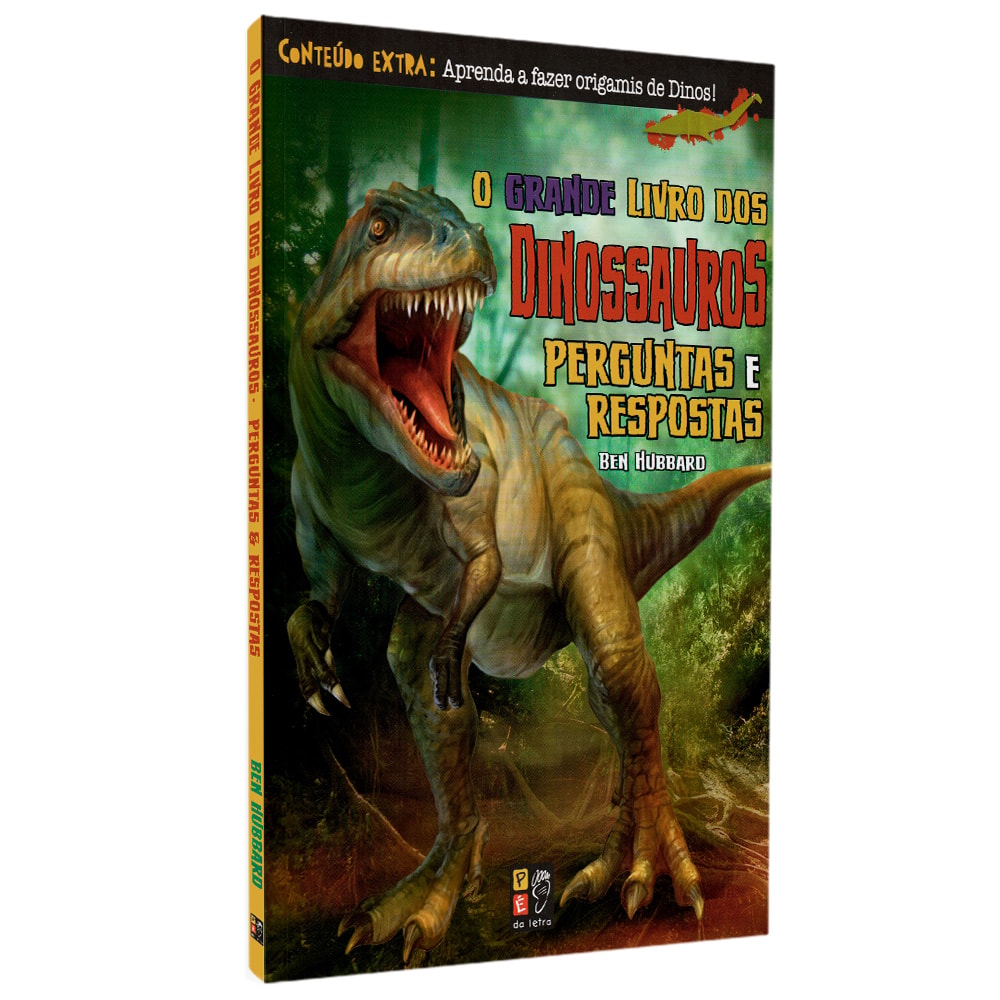Livro infantil O Grande Livro Dos Dinossauros, capa dura com ilustração de dinossauro em floresta tropical. — Plenitude