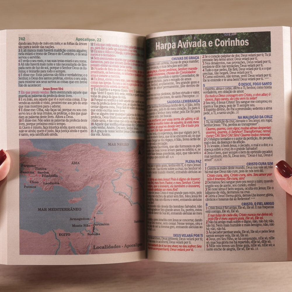 Bíblia Cruz Azul | ARC | Letra Maior | Harpa e Corinhos | Capa Brochura
