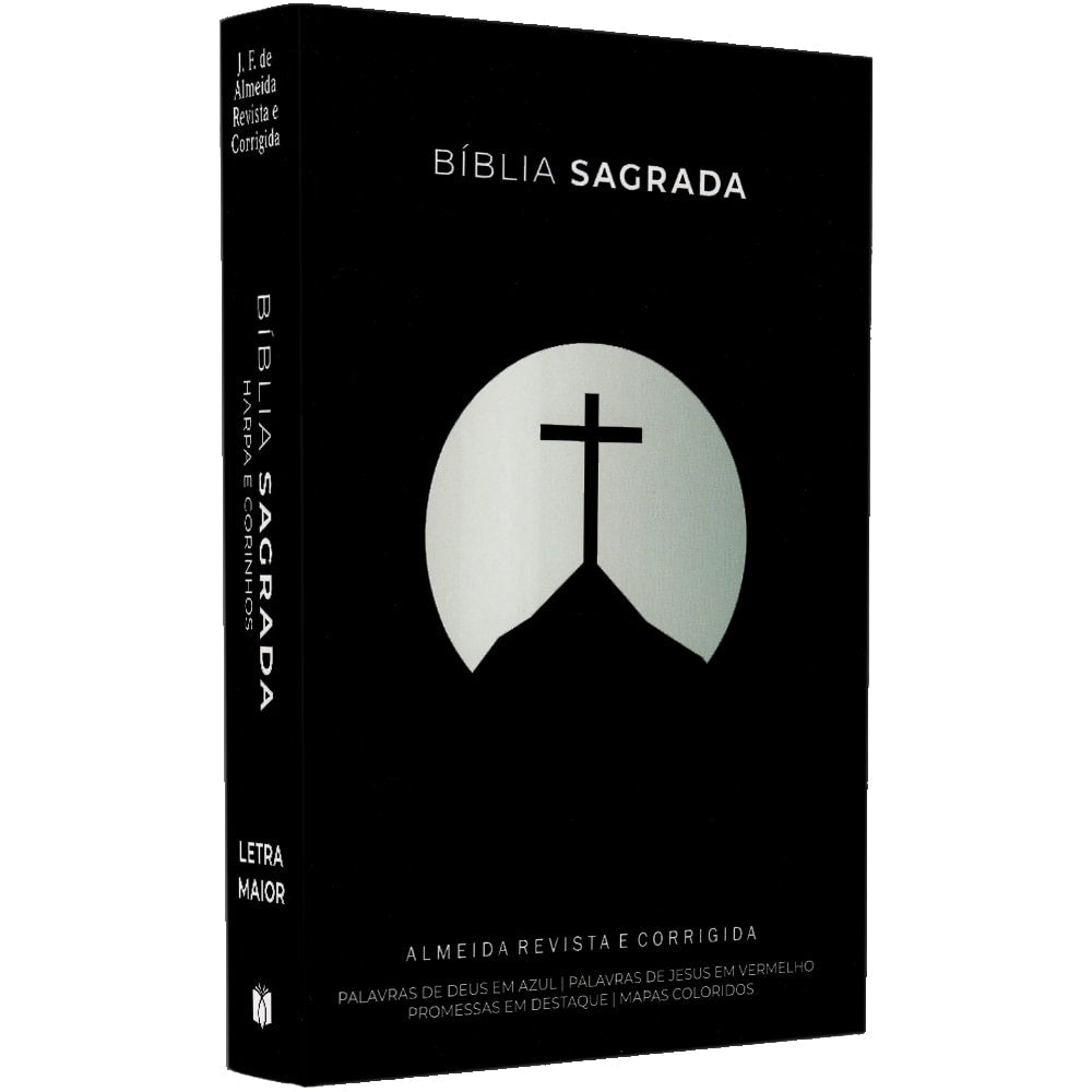 Bíblia Cruz Preta | ARC | Letra Maior | Harpa e Corinhos | Capa Brochura