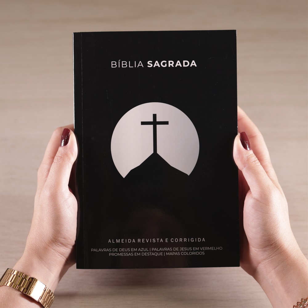 Bíblia Cruz Preta | ARC | Letra Maior | Harpa e Corinhos | Capa Brochura