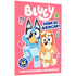 Livro de Adesivos e Atividades Bluey Hora de Brincar, capa rosa com personagens e adesivos — Plenitude