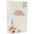 Bíblia Sagrada NVI, capa dura floral rosê com flores e folhagens em tons pastel, letra grande. — Plenitude