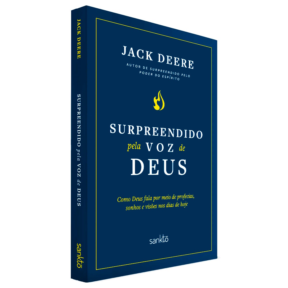 Livro Surpreendido Pela Voz De Deus de Jack Deere, capa azul-marinho com título dourado. — Plenitude