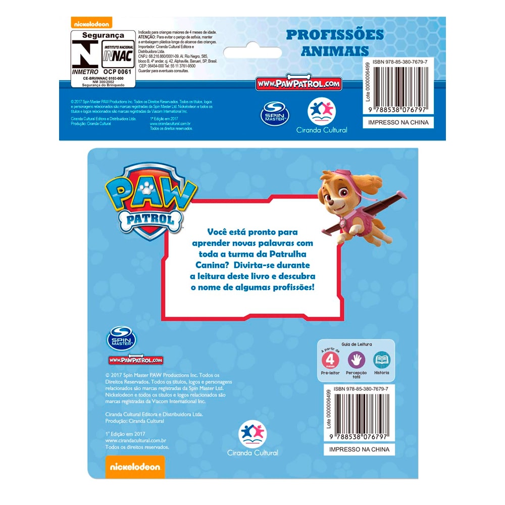 Livro de Banho | Patrulha Canina | Profissões Animais
