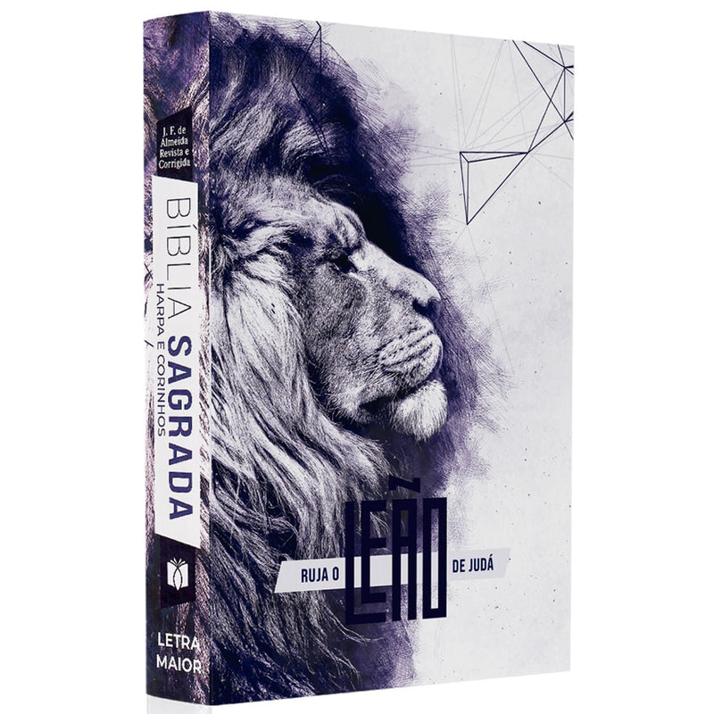 Bíblia Sagrada Leão Ruja | ARC | Letra Maior | Harpa e Corinhos | Capa Dura