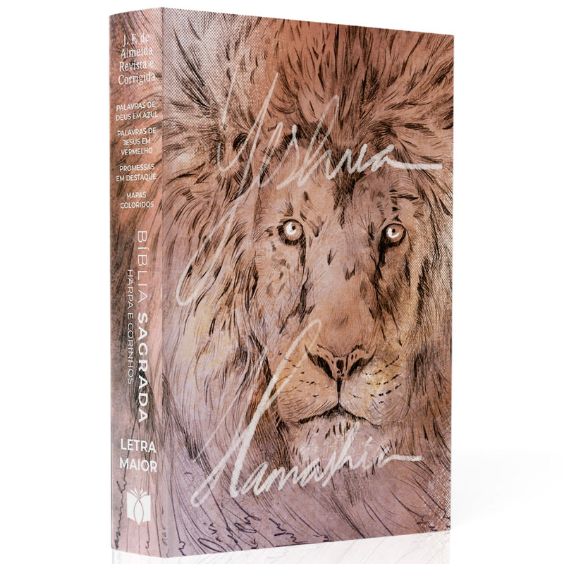 Bíblia Sagrada Leão Yeshua | ARC | Letra Maior | Harpa e Corinhos | Capa Dura