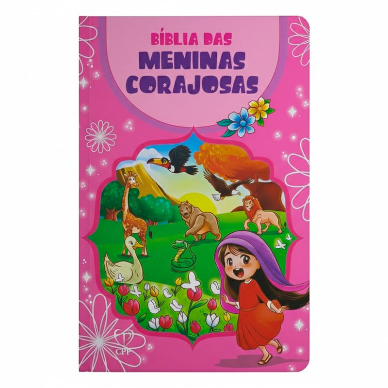 Bíblia das Meninas Corajosas | ARC | Capa Dura Rosa | Harpa Avivada e Corinhos