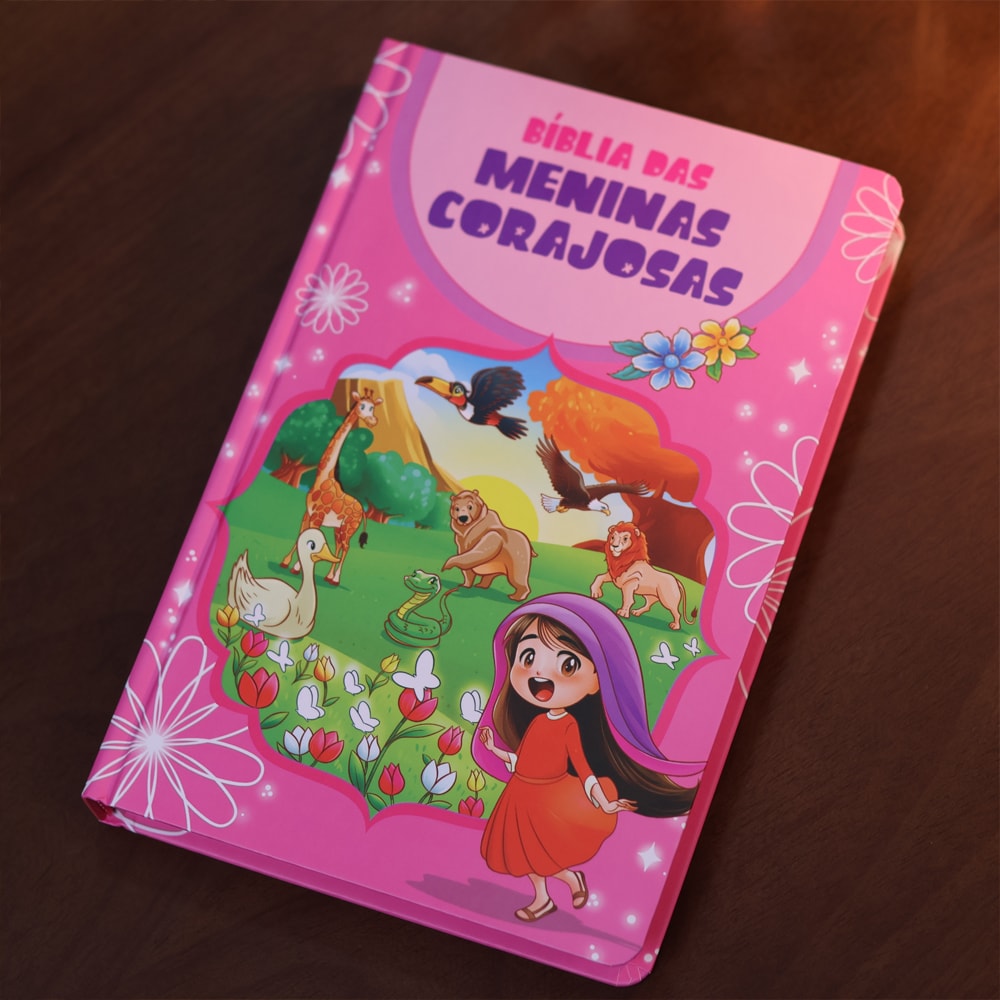 Bíblia das Meninas Corajosas | ARC | Capa Dura Rosa | Harpa Avivada e Corinhos