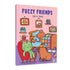 Livro de Colorir Fuzzy Friends, capa rosa com animais fofos em um quarto. — Plenitude