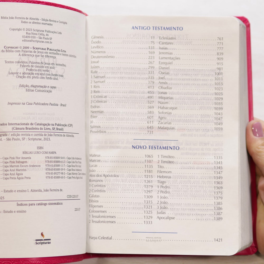 Bíblia Sagrada Harpa Celestial 774 | ERC | Letra Extra Gigante | Capa Pink Floral