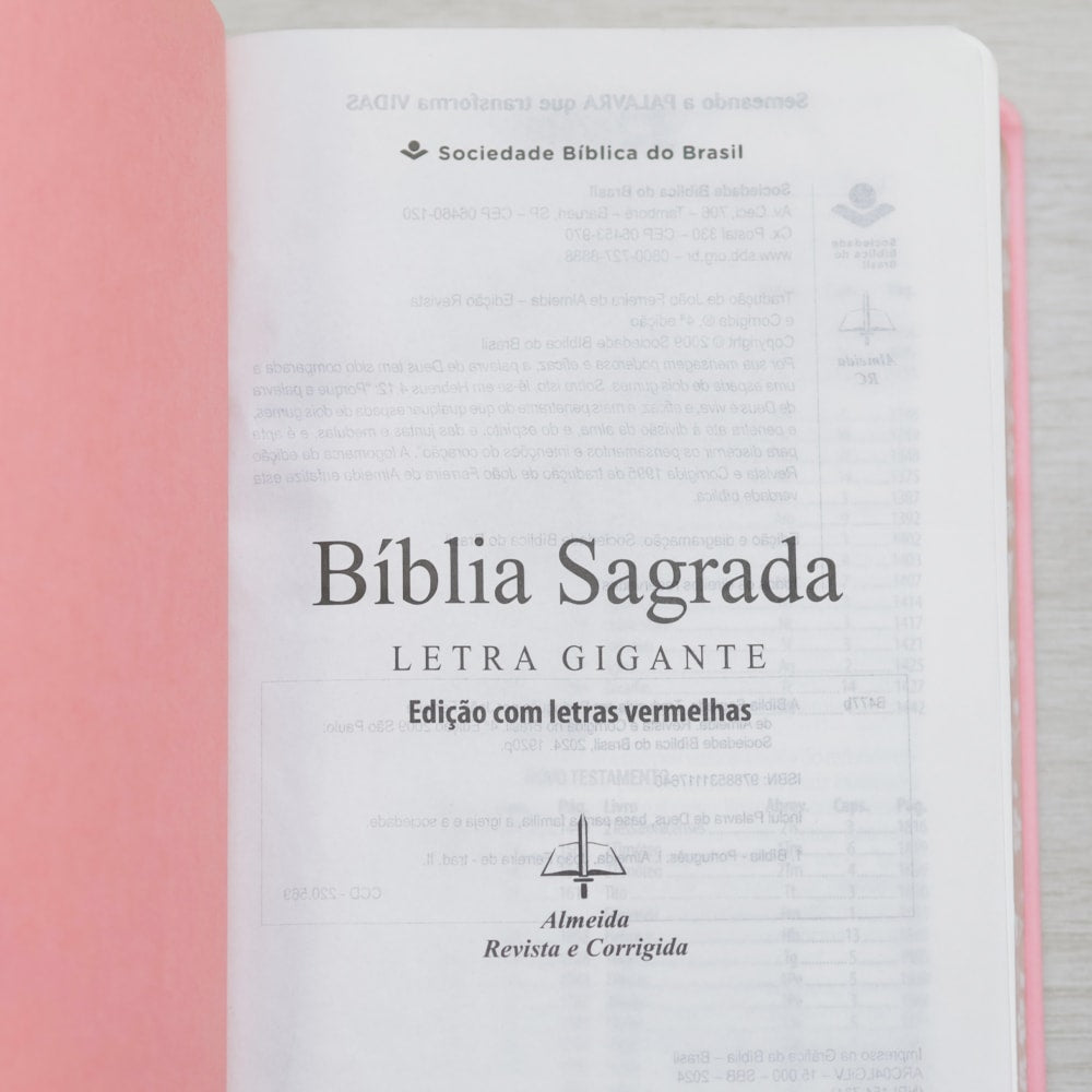 Bíblia Sagrada | ARC | Letra Gigante | Rosa
