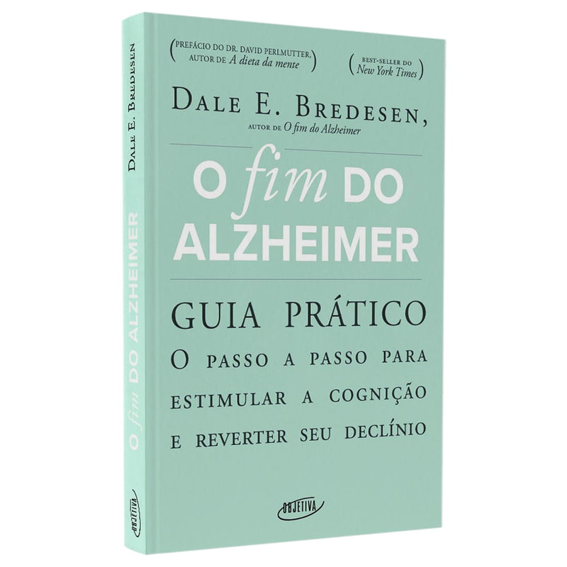 Livro O Fim do Alzheimer: Guia Prático de Dale E. Bredesen, capa verde claro com título em verde escuro. — Plenitude