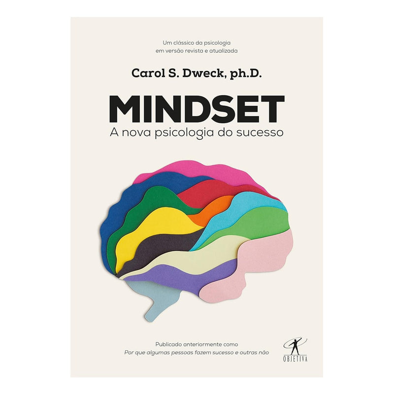 Capa do livro Mindset de Carol S. Dweck, com um cérebro colorido feito de recortes de papel. — Plenitude