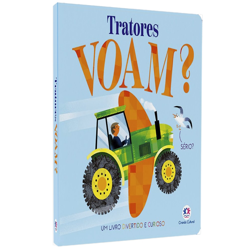 Livro infantil "Tratores Voam?" da Ciranda Cultural, capa azul claro com trator verde e gaivota. — Plenitude