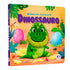 Livro infantil Dinossauro Dedoches Fofinhos, capa verde com dinossauro de pelúcia e ovos. — Plenitude