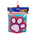 Kit de banho Patrulha Canina com livro e esponja de pata vermelha, embalagem azul. — Plenitude
