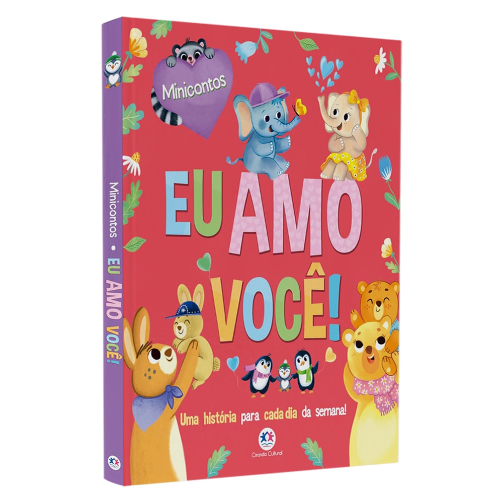 Livro infantil "Eu Amo Você | Minicontos" da Ciranda Cultural, capa vermelha com animais fofos. — Plenitude