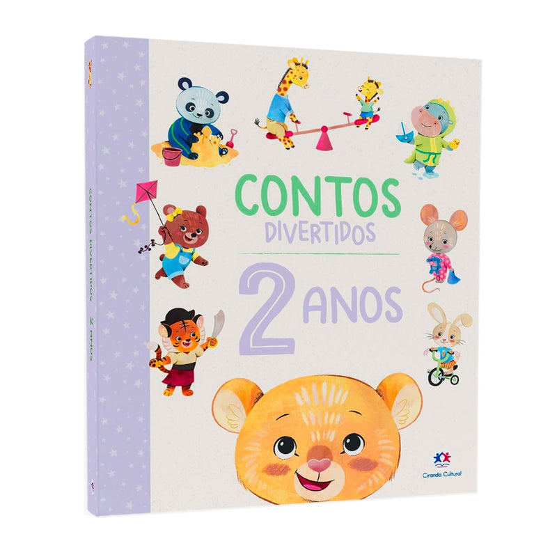 Livro infantil "Contos Divertidos | 2 Anos" da Ciranda Cultural, capa branca com urso e animais. — Plenitude