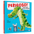 Livro infantil Perigoso! Este Livro Contém Coelhos!, de Tim Warnes, capa dura azul com ilustração de crocodilo e coelho — Plenitude
