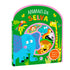 Livro Animais da Selva, capa verde com elefante azul e outros animais da selva. — Plenitude