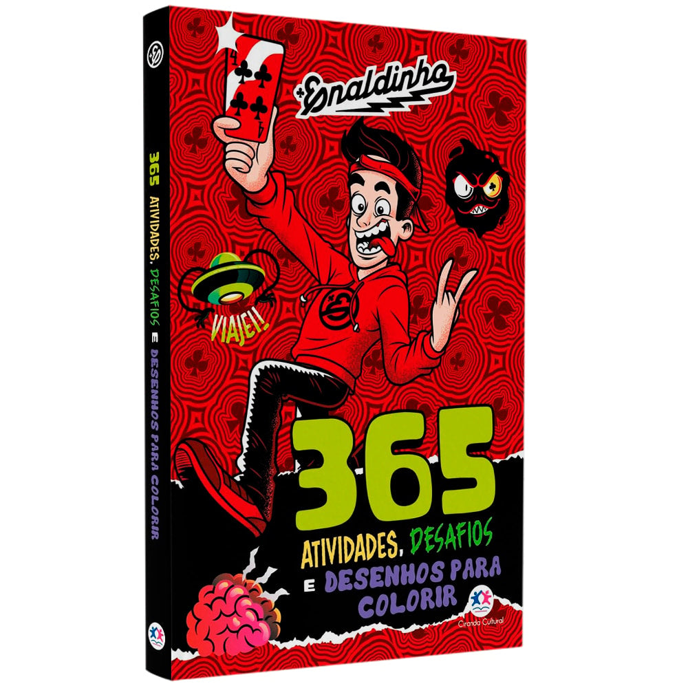 Livro Enaldinho 365 Atividades, Desafios e Desenhos Para Colorir, capa vermelha com o personagem Enaldinho. — Plenitude