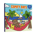 Livro de Colorir Comfy Days com capa ilustrada de urso e gato relaxando em rede na praia. — Plenitude
