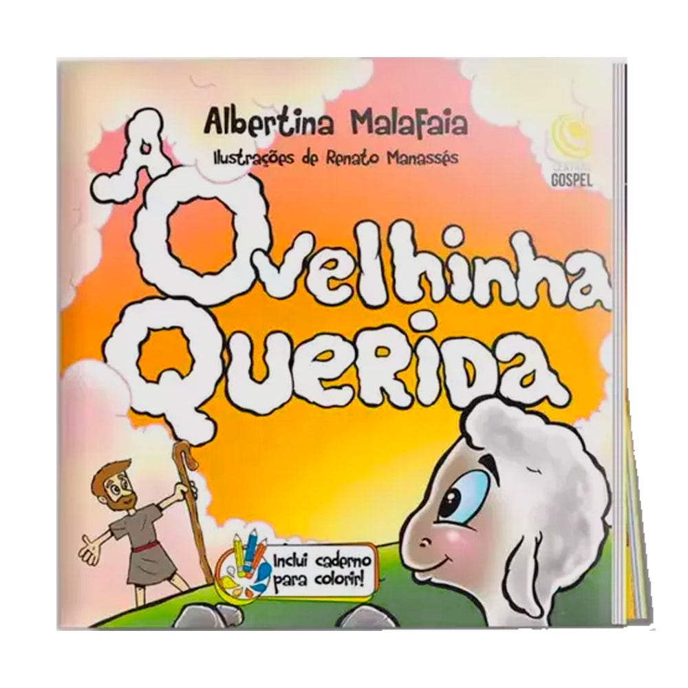 Livro A Ovelhinha Querida, capa infantil colorida com ovelha e pastor, inclui caderno de colorir. — Plenitude