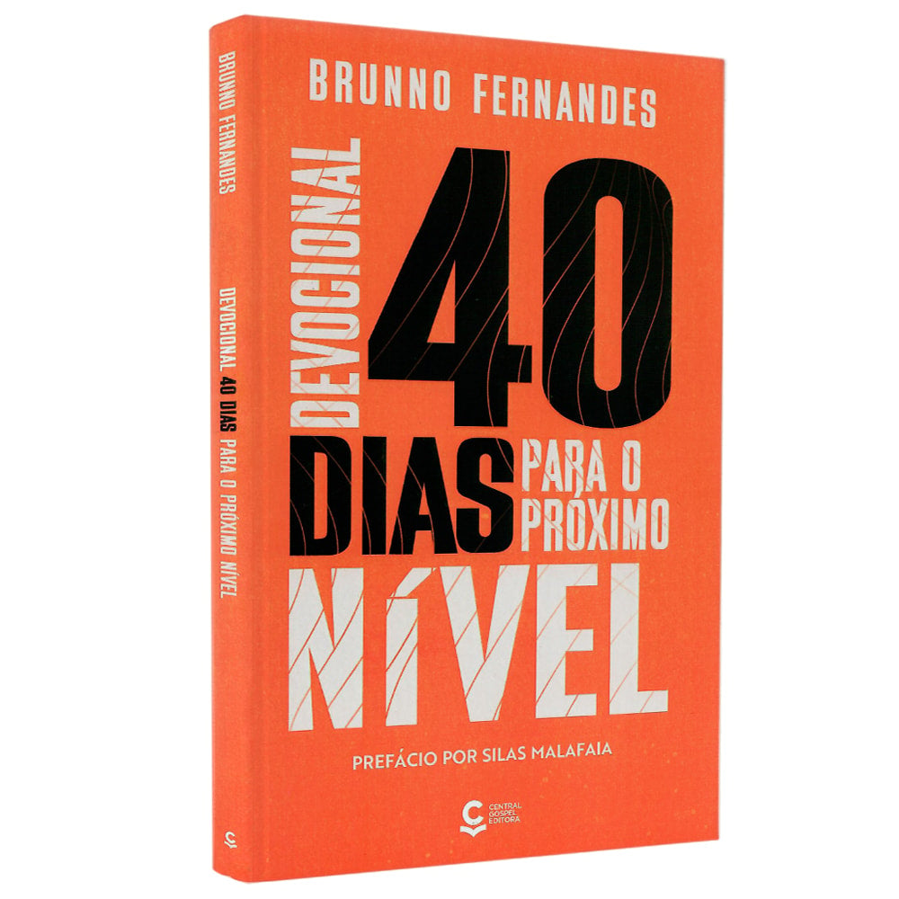 Livro Devocional 40 Dias Para o Próximo Nível, capa laranja com título grande em preto e branco. — Plenitude