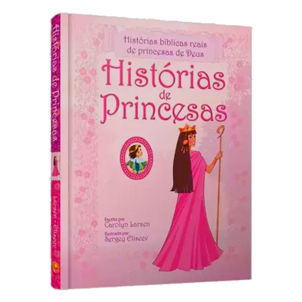 Livro Histórias de Princesas, capa rosa com ilustração de princesa e título em dourado. — Plenitude