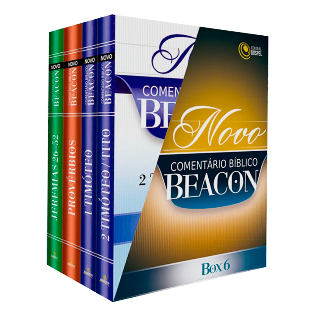 Box 6 do Novo Comentário Bíblico Beacon, com 4 livros de capas coloridas. — Plenitude