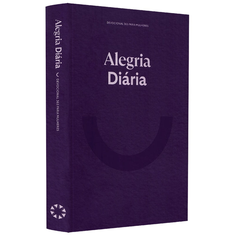 Livro Devocional Alegria Diária, capa roxa escura com título em branco. — Plenitude