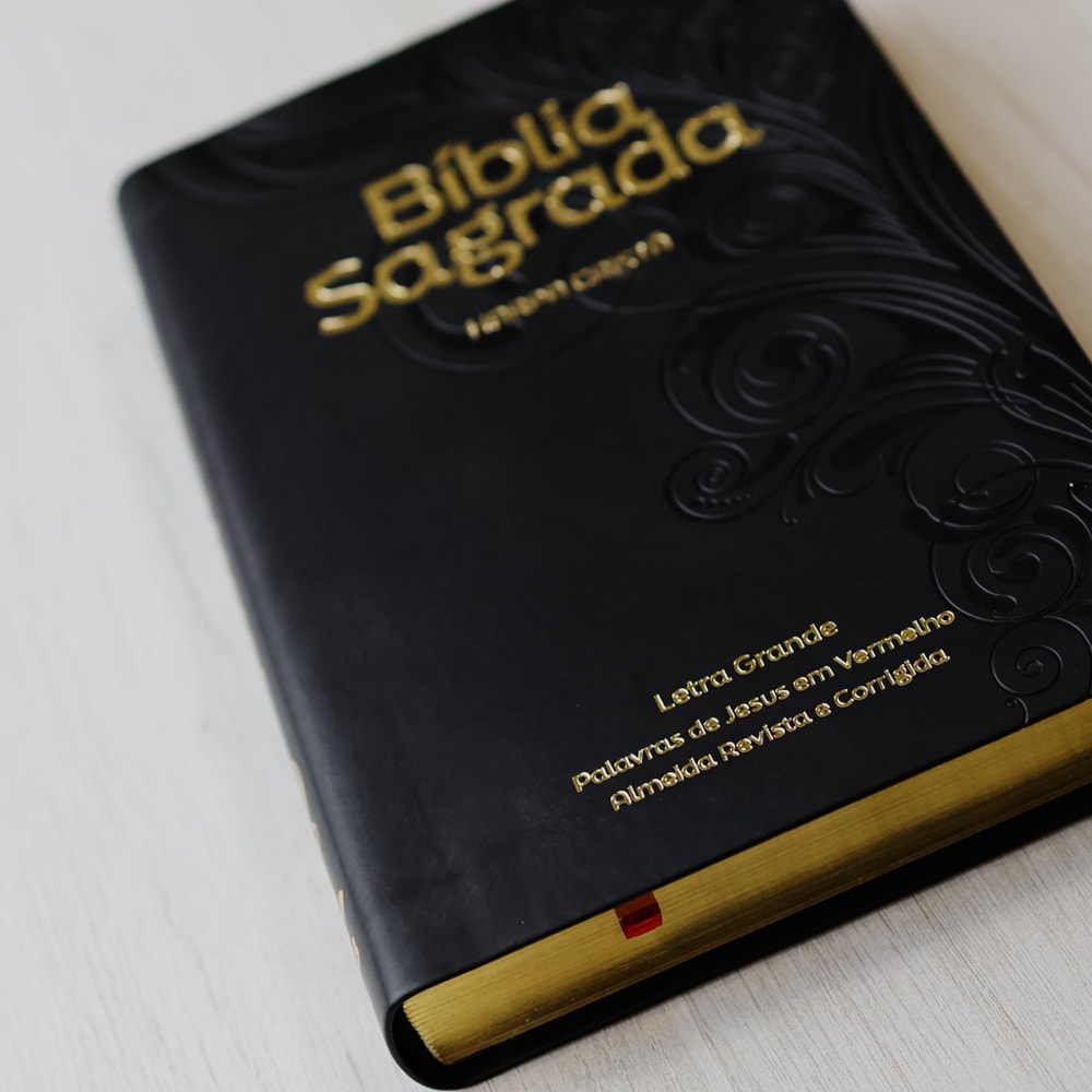 Bíblia Sagrada com Harpa Cristã | ARC | Letra Grande | Capa Luxo Floral Preta