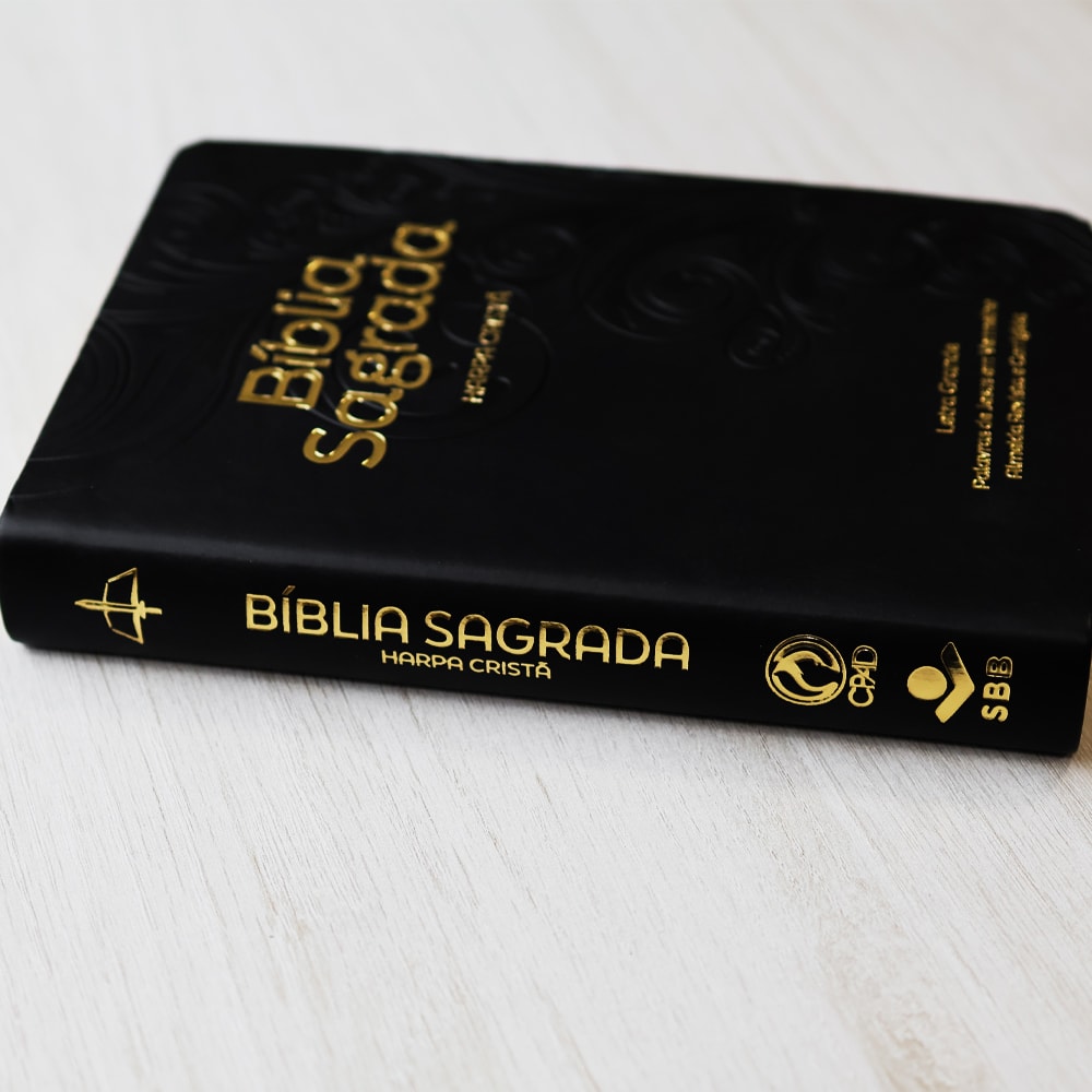 Bíblia Sagrada com Harpa Cristã | ARC | Letra Grande | Capa Luxo Floral Preta