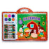 Kit Aquarela Com Giz Fazenda da Livros Magic, estojo vermelho com livro de colorir, 8 gizes de cera e 6 aquarelas. — Plenitude