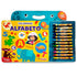 Kit Colorindo Alfabeto da Livros Magic, estojo azul com livro de colorir e 12 gizes de cera. — Plenitude