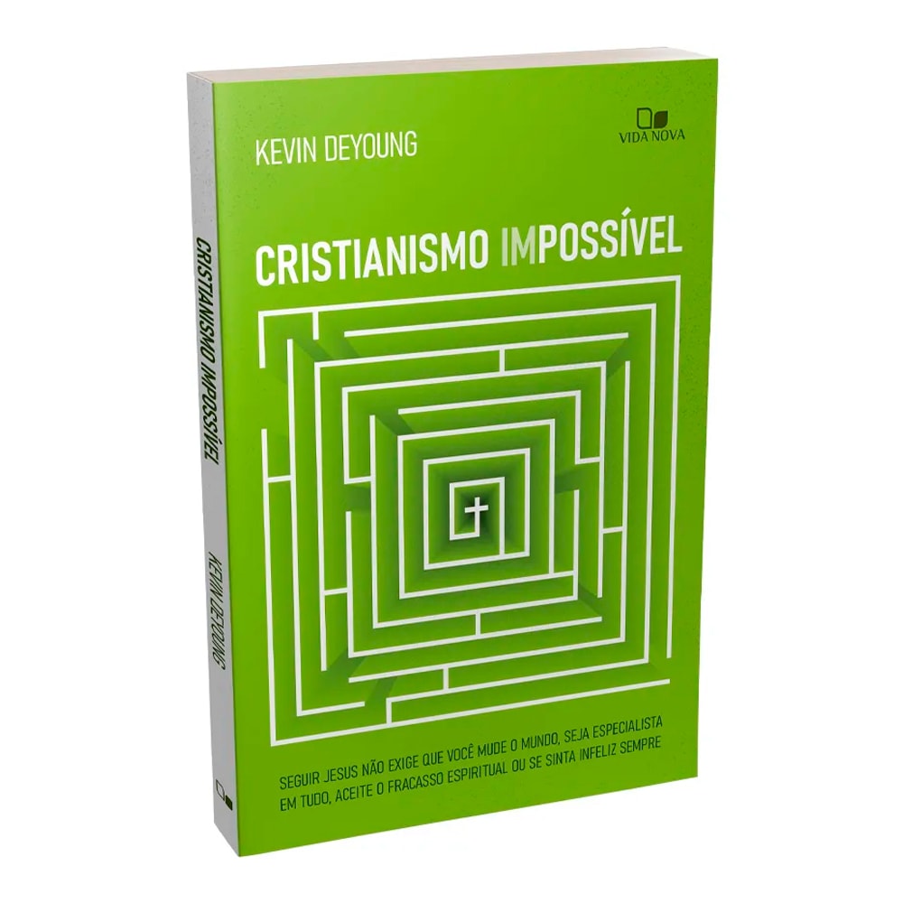 Livro: Cristianismo Impossível, de Kevin Deyoung. Capa verde com labirinto branco e cruz no centro. — Plenitude