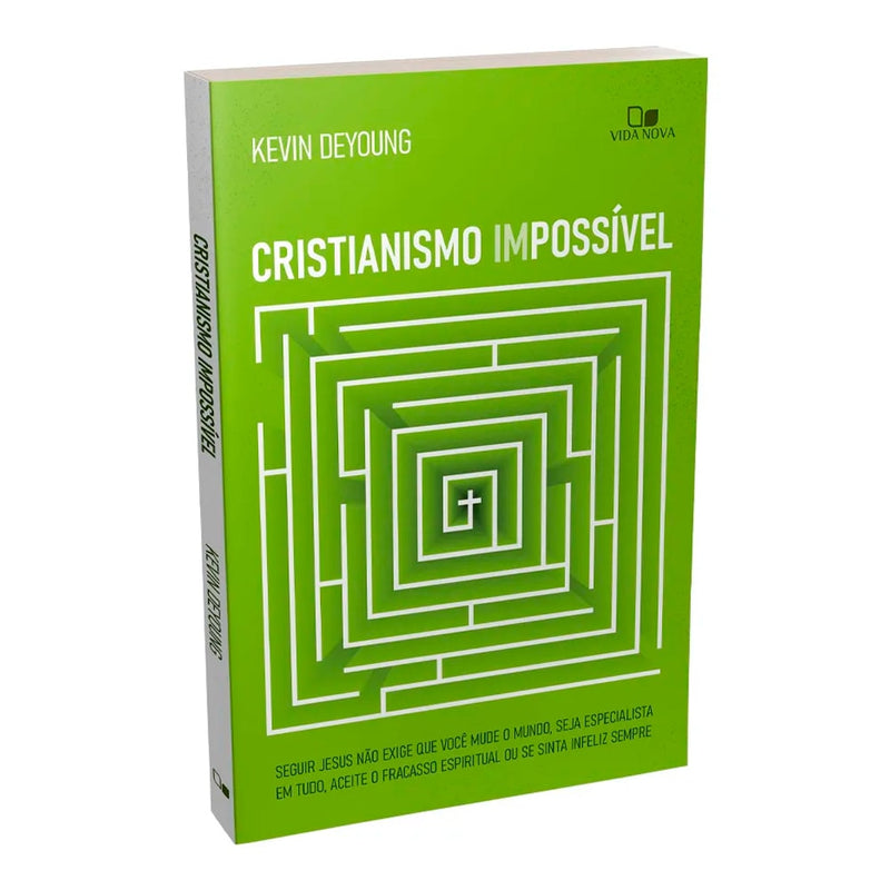 Livro: Cristianismo Impossível, de Kevin Deyoung. Capa verde com labirinto branco e cruz no centro. — Plenitude