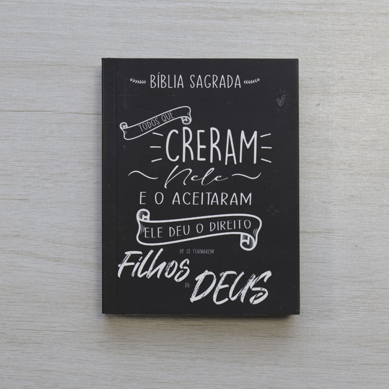 Bíblia Sagrada Pequena | ARC | Capa Brochura Creram Nele Preta