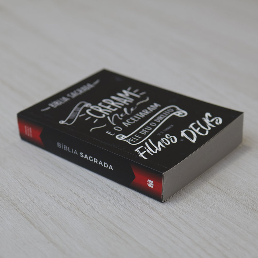 Bíblia Sagrada Pequena | ARC | Capa Brochura Creram Nele Preta