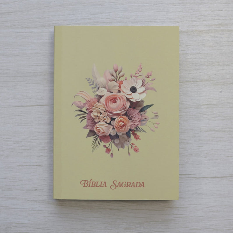 Bíblia Sagrada Pequena | ARC | Capa Brochura Buquê de Flores