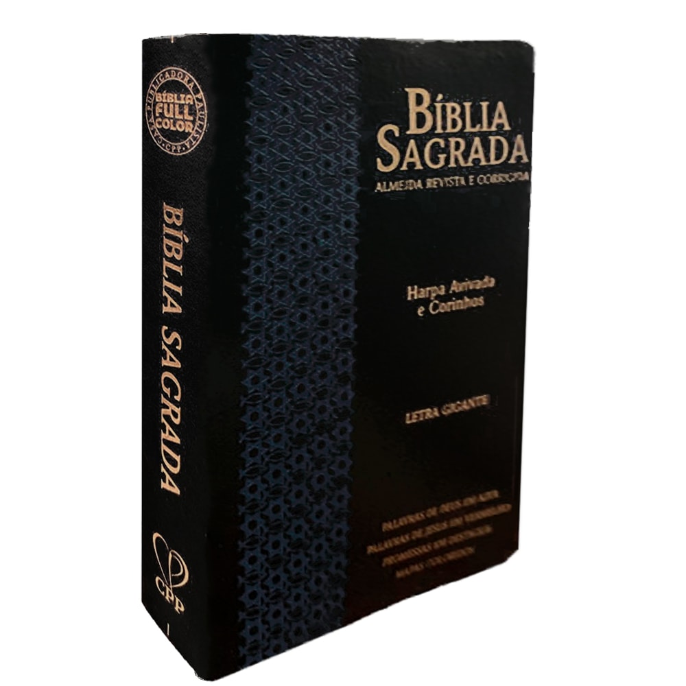 Bíblia Sagrada | Letra Gigante | ARC | Harpa Avivada e Corinhos | Capa PU Luxo Estrela Preto e Azul