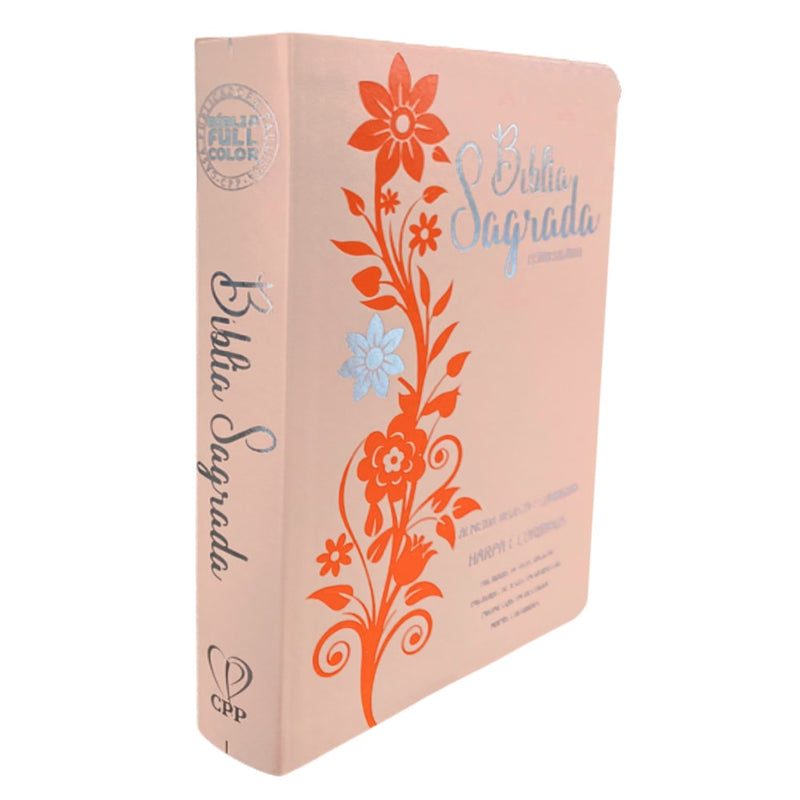 Bíblia Sagrada | Letra Gigante | ARC | Harpa Avivada e Corinhos | Capa PU Luxo Rosê e Laranja