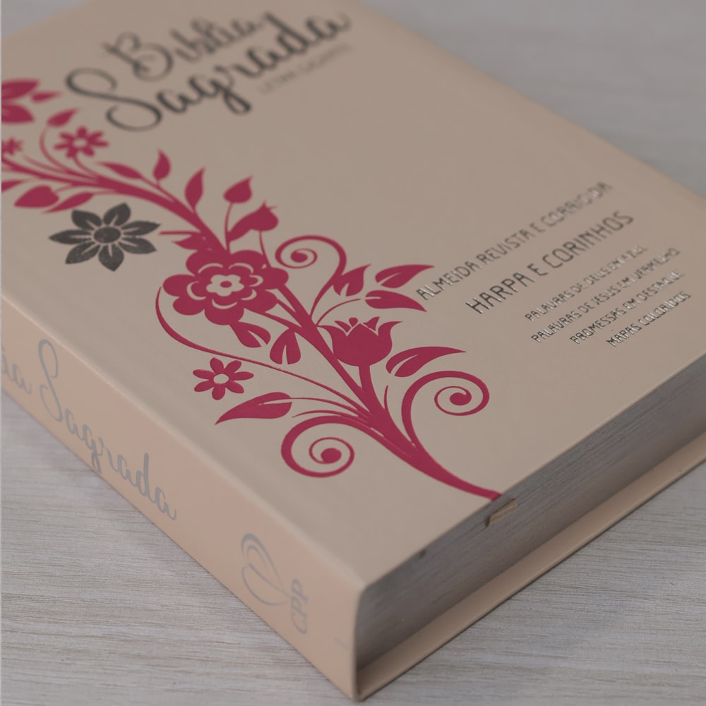 Bíblia Sagrada | Letra Gigante | ARC | Harpa Avivada e Corinhos | Capa PU Luxo Rosê e Pink