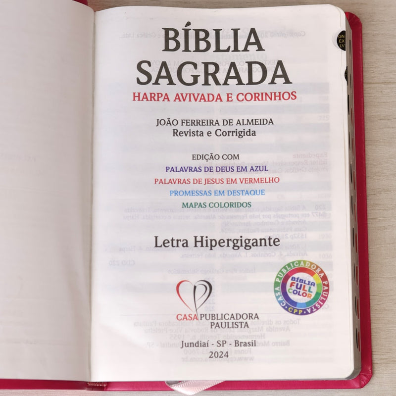 Bíblia Sagrada Floral Margarida | ARC | Hipergigante | Harpa Avivada e Corinhos | Capa Luxo Pink | Com Índice
